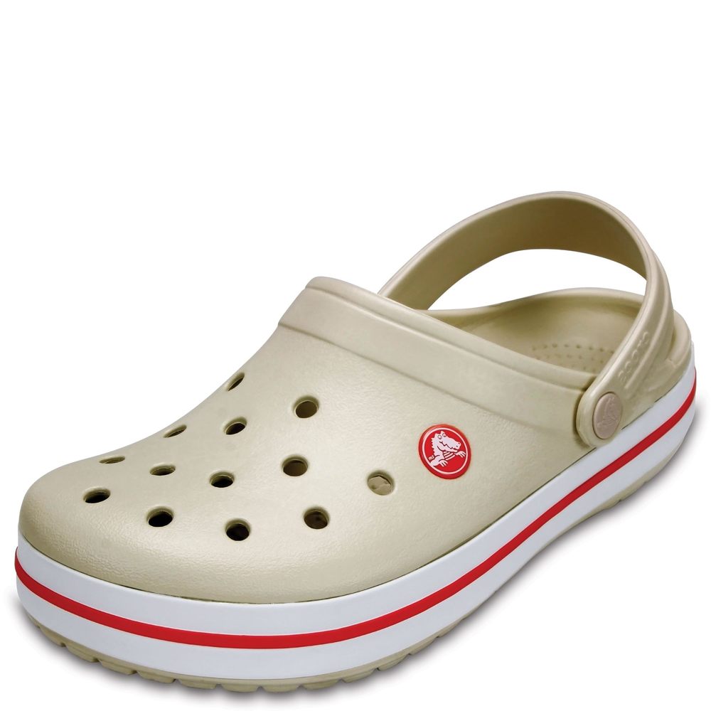 CROCS UNISEX CROCKBAND CLOGS, STUCCO/MELON, 8 US WOMEN